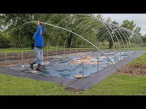 Bootstrap Farmer DIY hoop house video#3 Bending poles and install....