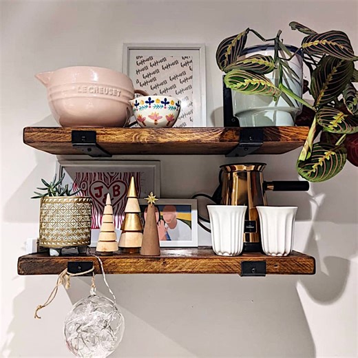 Farmhouse Wooden Shelf With J Brackets: Rustic Kitchen, Bathroom, Laundry Room - Etsy