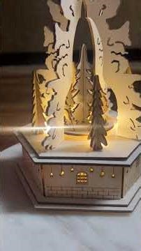 Lumineo ~ Wooden Brown Musical, Lighted & Animated Christmas Tree W/ Santa Claus & Reindeer W/Box