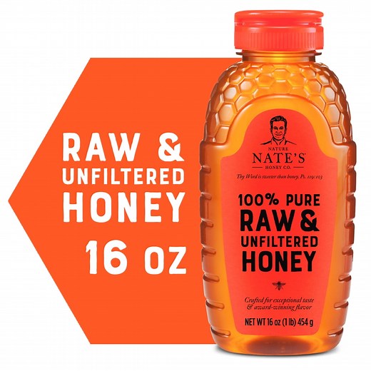 Nate's Honey: 100% Pure, Raw and Unfiltered Honey - 16 fl oz Plastic Bottle - Walmart.com