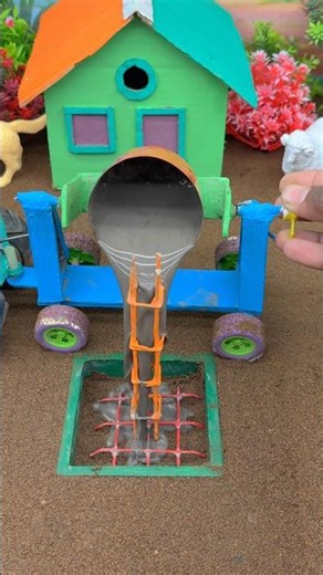Mini Concrete Pouring Machine DIY 🚧 | Amazing Mini Construction Model with Cement Flow#shorts