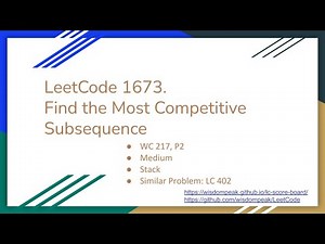 【每日一题】1673. Find the Most Competitive Subsequence, 12/2/2020