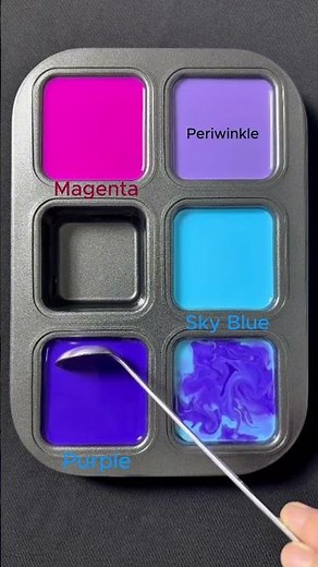 Create 3 colors from 3 colors: Magenta + Sky Blue + Purple #asmr #mix #colors #mixing #colormixing