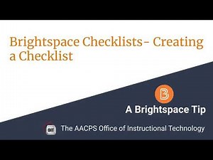 Brightspace Checklist - Creating a Checklist