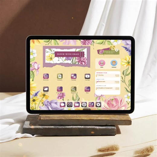 Garden iPad Theme, Aesthetic Ios26 Ipad, Cottagecore App Icon, Ios18 Spring iPad Widget, Handdrawn iPad Wallpaper - Etsy