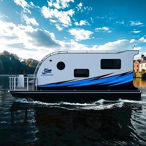 [Hot Item] Double Deck Aluminium Houseboat Pontoon Floating Villa Cabin Water Home Modular Catamaran for Lake River Leisure