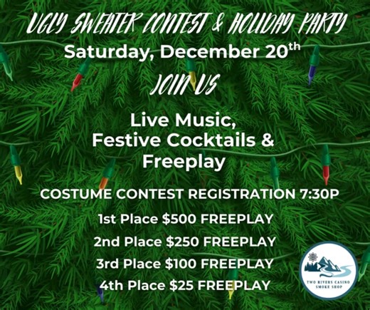 🎉 Let's get this party started! 🎄 Do you have your sweater ready, or are you going to shop for one today in hopes of being our BIG WINNER TONIGHT!?! | Two Rivers Casino