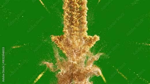 Dramatic Explosion on Green Screen A Fiery Blast with Intense Energy and Smoke Plumes for Visual Effects Compositing and Motion Graphics Projects.