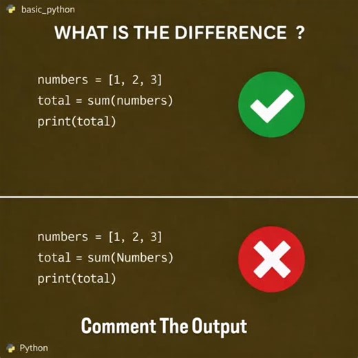 Learn Coding 👩‍💻🐾 on Instagram: "What is The Difference ❓📢 Comment The Output Follow @basic_python for more content on computer science, programming, technology, and Python language #developer #development #coder #coding #computerengineering"