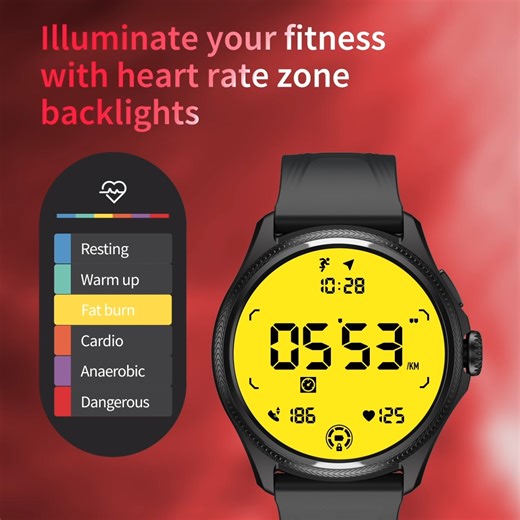5.6K views · 22 reactions | TicWatch Pro 5 Enduro offers a unique feature during TicExercise: the ability to monitor your heart rate through interchanging backlight colors. With just a quick glance, you can assess your training zone and fine-tune your pace without missing a beat. | TicWatch | Facebook