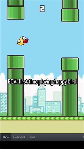 POV first time playing flappy bird