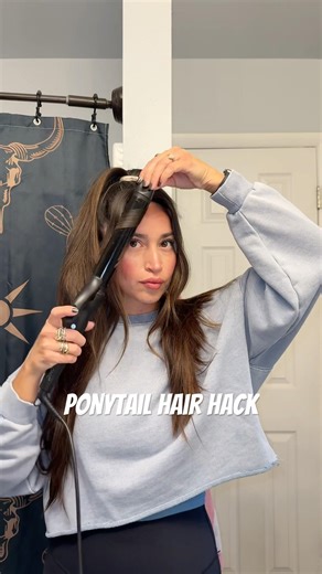 Curled hair ponytail hack 💗