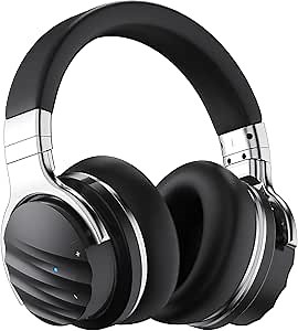 E7 MAX Wireless Active Noise Cancelling Headphones, Over Ear Bluetooth Headphones, 30H Playtime, Hi-Res Audio, Deep Bass - Built-in Microphone for Travel, Home, Office, Gym (Black)