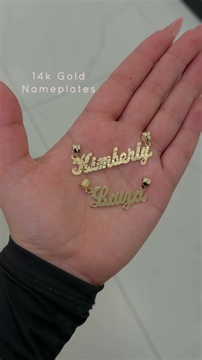 14k Gold Nameplates✨ Shipping all over the U.S 🎁 Available on ABANDJJEWELRY.COM💎 #fyp #joyeria #jewelry #name #gold