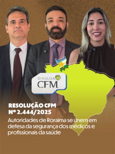 Em Roraima, a Resolução CFM Nº 2.444/25 já foi acolhida pelo poder público: Polícia Civil, Ministério Público e Secretaria de Saúde do estado estão unidos para implementar o texto que traz mais segurança aos médicos. #DivulgaCFM #CFM #ViolênciaContraMédicos #Medicina