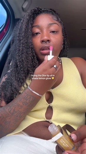 trying the Dior lip oil in shade lemon glow 💛 #diorlipglow #lippies #grwm #beginnermakeup