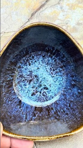 Oatmeal over iron luster over blue midnight glaze combo