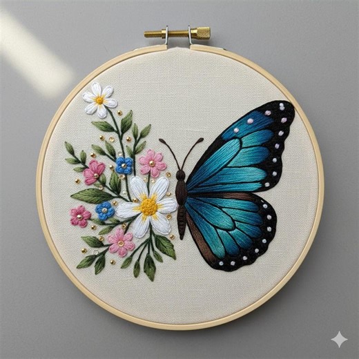 Floral Butterfly Embroidery Pattern, Butterfly Hand Embroidery PDF (instant Download) - Etsy