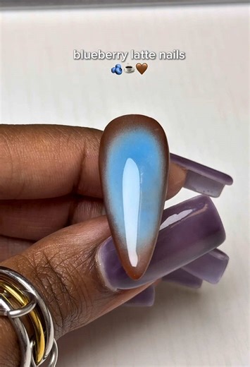 DIY Blueberry Latte Aura Nails Tutorial