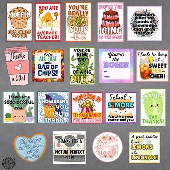 Teacher Appreciation Gift Tag Bundle Printable | 19 Thank You Teacher Cards!
