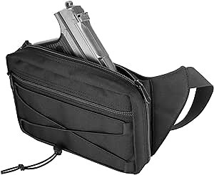 ProCase Concealed Carry Fanny Pack Holster, Tactical Pistol Waist Pack Bag Gun Holster for Glock 1911 S&W M&P Shield Ruger Sig Sauer Springfield Beretta and More -Black