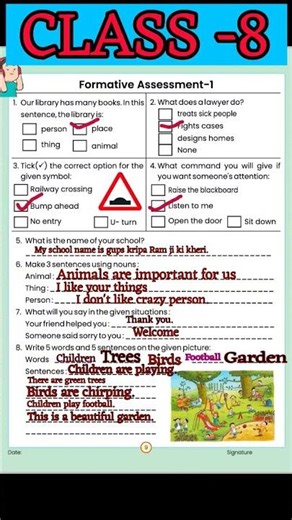 Class-8 Baseline Assessment part -1 English by Ashok sir ll Class 8 worksheet 2025-26
