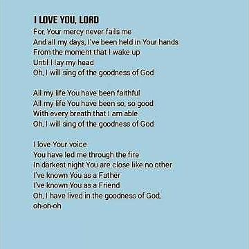 I LOVE YOU LORD:Cece winans GOODNESS of God