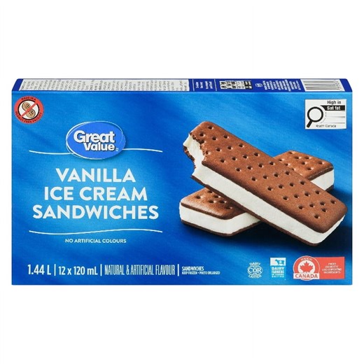 Great Value Vanilla Ice Cream Sandwiches in a Box, 12 x 120mL - Walmart.ca