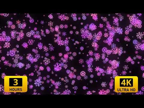 Pink & Purple Neon Snowflakes Falling ❄️ Relaxing Piano Music 💜 3 Hours in 4K