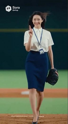 【実写】OL美人が始球式で“140キロ”投げた瞬間、球場ざわつく…【史上最速】 / Fastball 140km First Pitch by Office Lady