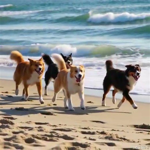남해 바다를 달리는 행복한 네 친구(Four Happy Friends Running Along the Namhae Sea)