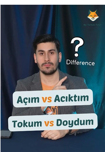 Let’s learn the difference between followings: 👉🏻 açım and acıktım 👉🏻 tokum and doydum 👉🏻 For more Turkish tips follow @myturkishtutor • • • • • #turkish #turkishlessons #turkey #turkishcourse #learnturkish