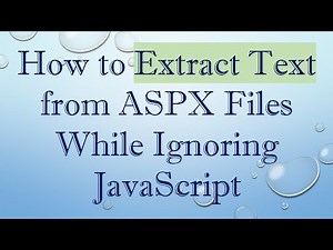 How to Extract Text from ASPX Files While Ignoring JavaScript