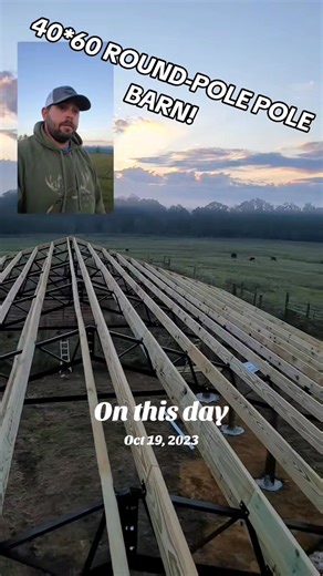 This was a round pole 40x60 barn we built close to my house in good way. This thing come out pretty dang straight for around pole barn and I'll never do around Pole Barn again! Lol | M. Mothershed Services LLC