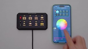 MICTUNING P1s-APP 8 Gang Switch Panel with APP Control, High Power Adjustable Strobe Speed 6 Level Brightness Toggle Momentary Pulsed Circuit Control Relay System Box for Truck Offroad,2-Year Warranty