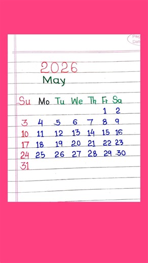 May 2026 Calendar📅 || May Month Calendar || May month and Date in 2026 ||