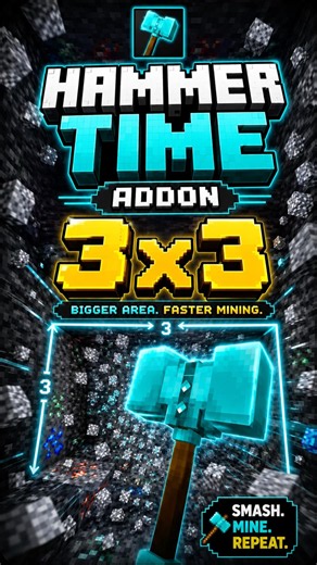 ⚒️Hammer Time Addon 3x3 Mining Tool for Minecraft Bedrock 26