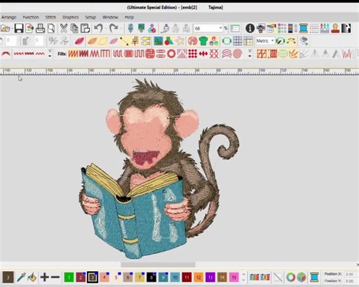 Reading Monkey Embroidery Design: Funny Animal Book Lover Machine Embroidery Pattern, 6 Sizes