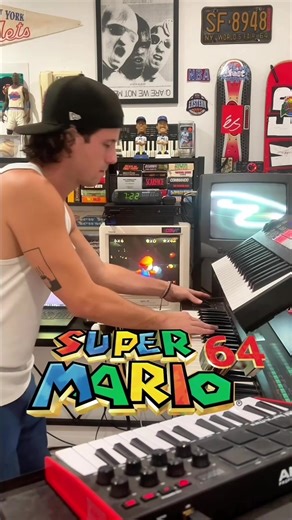 Super Mario 64 (1996, Nintendo 64) Cave Dungeon (Hazy Mazy Cave) - from the legendary Koji Kondo. Really sick track from the game with a cool homage to one of the old school themes. Koji always does a tremendous job making you feel like you’re underground. Genius composer. Had fun mixing the soundfont with some 808 drums and some dx7 patches as well. Was cool being able to play the whole arrangement on this one 👊🏻💪🏻 #90s #synth #synthesizer #retrogaming