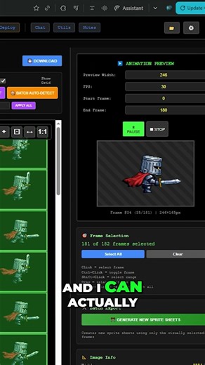 Customize Knight Animations: Sprite Sheets & Frame Selection #shorts