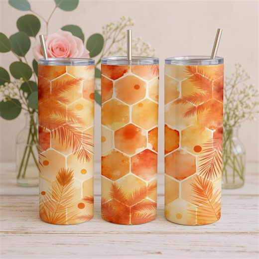 Tropical Honeycomb Tumbler Wrap – AI Art Sublimation Design (digital Download) - Etsy