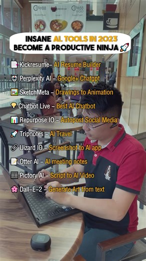 7.5K views · 68 reactions | Insane AI tools in 2023 to become a productive ninja  #website #ai #productivity | Gan Yin Choong Adam | Facebook