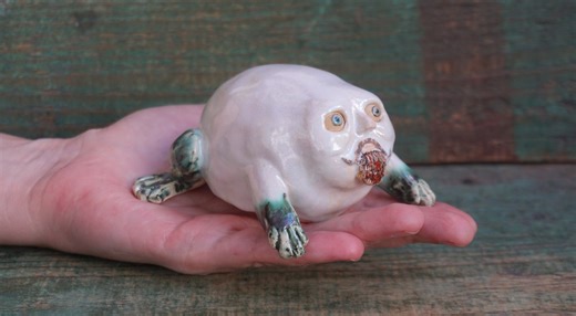 Handmade Ceramic Frog Figurine: Weird Sculpture Art - Etsy