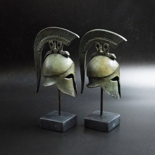 Ancient Greek Spartan Bronze Helmet With Spiraling Serpent Crest, Museum Replica Metal Sculpture, Ancient Greece Military Helmet - Etsy
