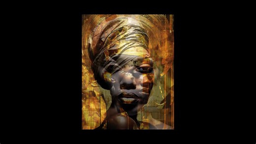 Abstract African Woman Portrait: Gold & Blue Art Nouveau Elegance Wall Art 1 Day Delivery - Etsy