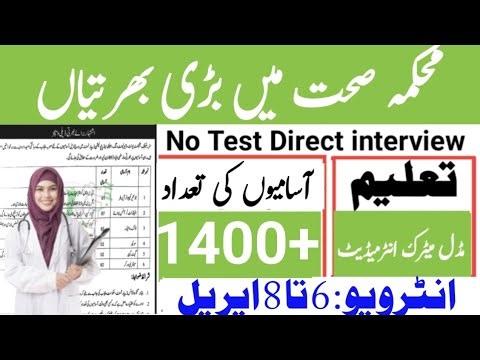 New Health Department jobs 2026 | New jobs 2026 in Pakistan Today | health department jobs 2026
