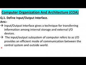 Define Input/Output Interface | Computer Organisation And Architecture