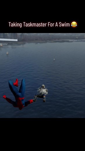 Taking Taskmaster for a Swim in Spider-Man Gameplay