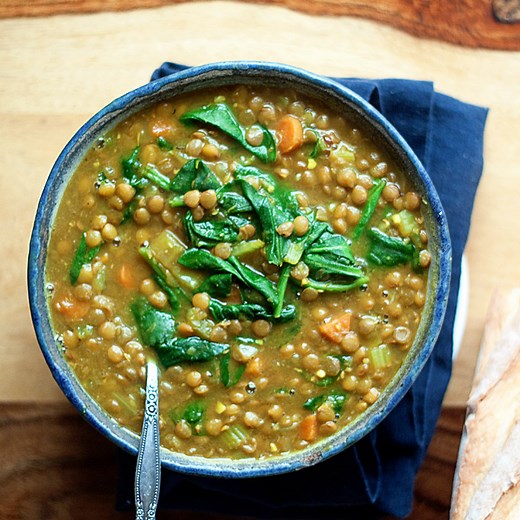 Instant Pot Golden Lentil Soup with Spinach