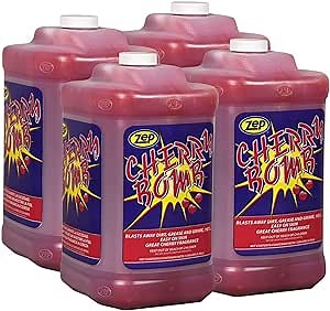 Zep Cherry Bomb Industrial Hand Cleaner Gel with Pumice - 1 Gallon (Case of 4) - 1049525 - Heavy-Duty Shop Grade Formula, Four Pumps Included
